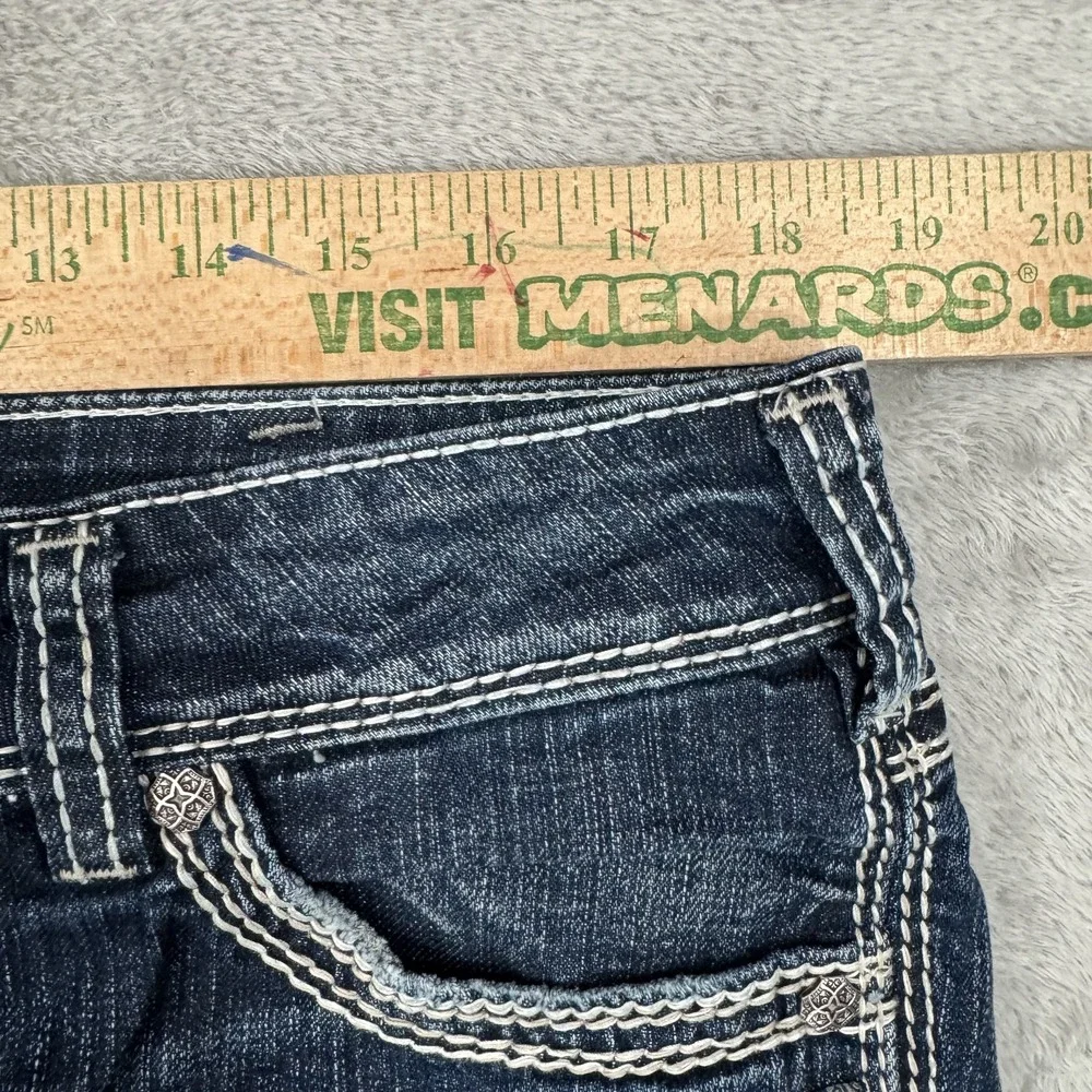 Silver Jeans Co Suki Mid Slim Boot Dark Wash Womens 34x33 Curvy Stretch Denim